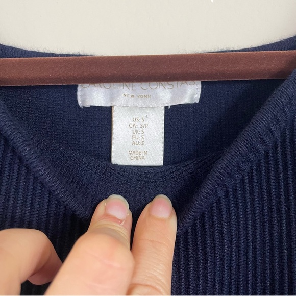 Caroline Constas Navy Ribbed‎ Stretchy Tank Top Size Small - Picture 3 of 7